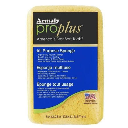 Aqua Sponge Armaly ProPlus 000 Large Economy Sponge, 7 in L, 412 in W, 225 in Thick, Polyester, Yellow 27